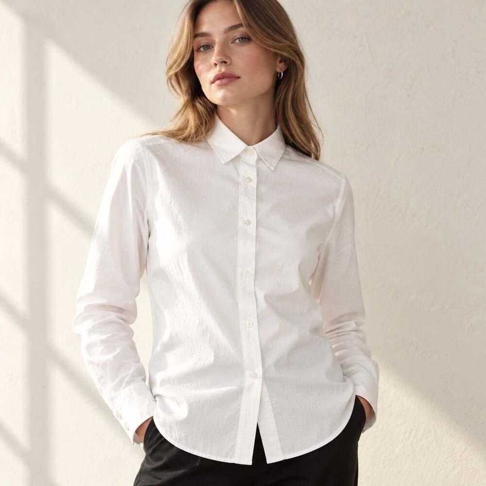 Banana Republic Parker Shirt Size L White Cotton Long Sleeve Button Down